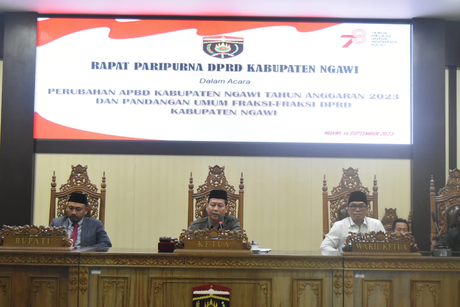 Perubahan AnggaranPendapatan dan Belanja Daerah ( APBD ) Kabupaten NgawiTahun Anggaran 2023 serta Pandangan Umum Fraksi – FraksiDPRD Kabupaten Ngawi.